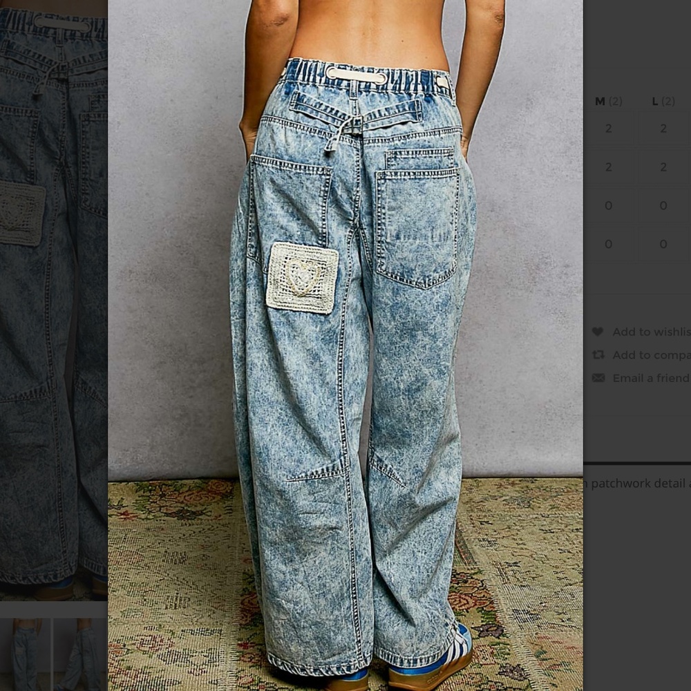 🎉 POL “ Dawn 2 “ POL Denim  Pants with Patchwork Detail 87 - Picture 3 of 6